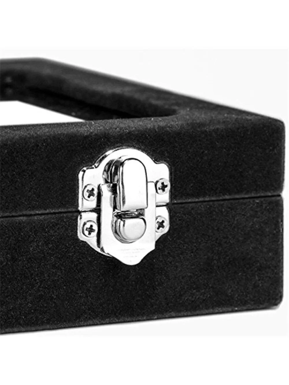 Black Velvet Ring Organizer Tray 7 Slots Transparent Lid Dustproof Jewelry Box